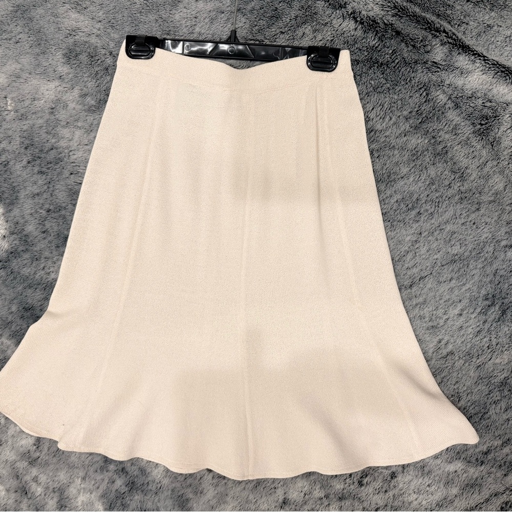 St. John Cream A-Line Skirt